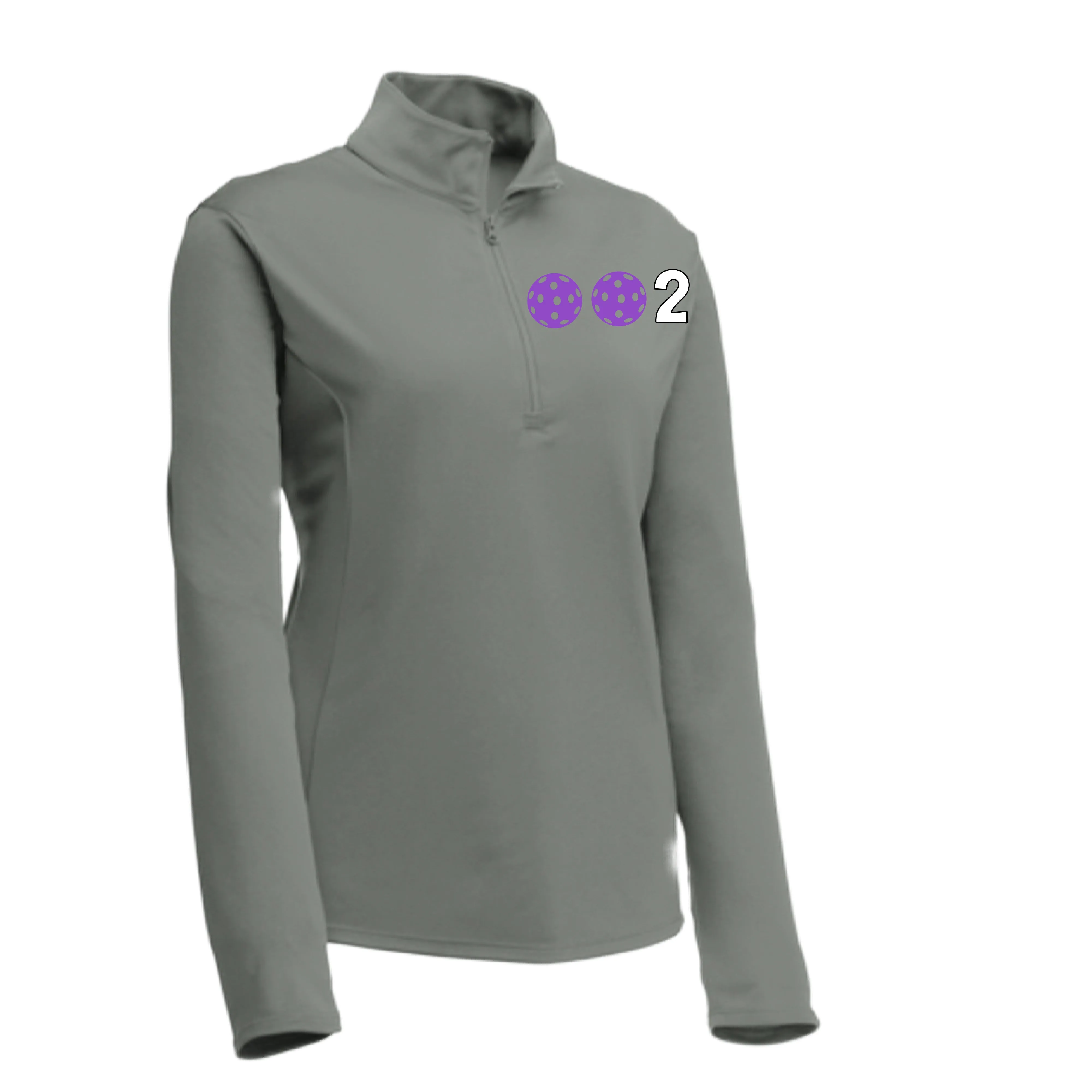 002 With Pickleballs (Colors Purple Rainbow Green) | Women's 1/4 Zip Pullover Athletic Shirt | 100% Polyester