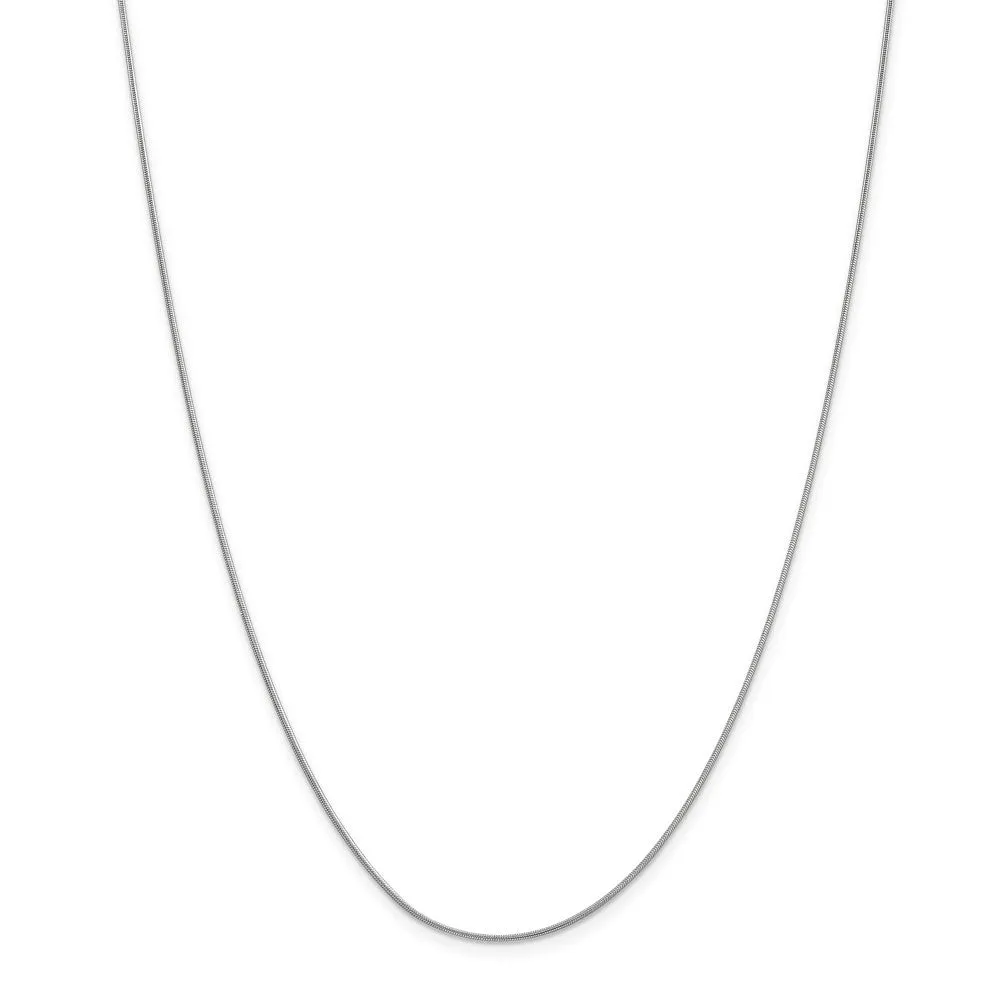 0.9mm 14k White Gold Solid Round Snake Chain Necklace