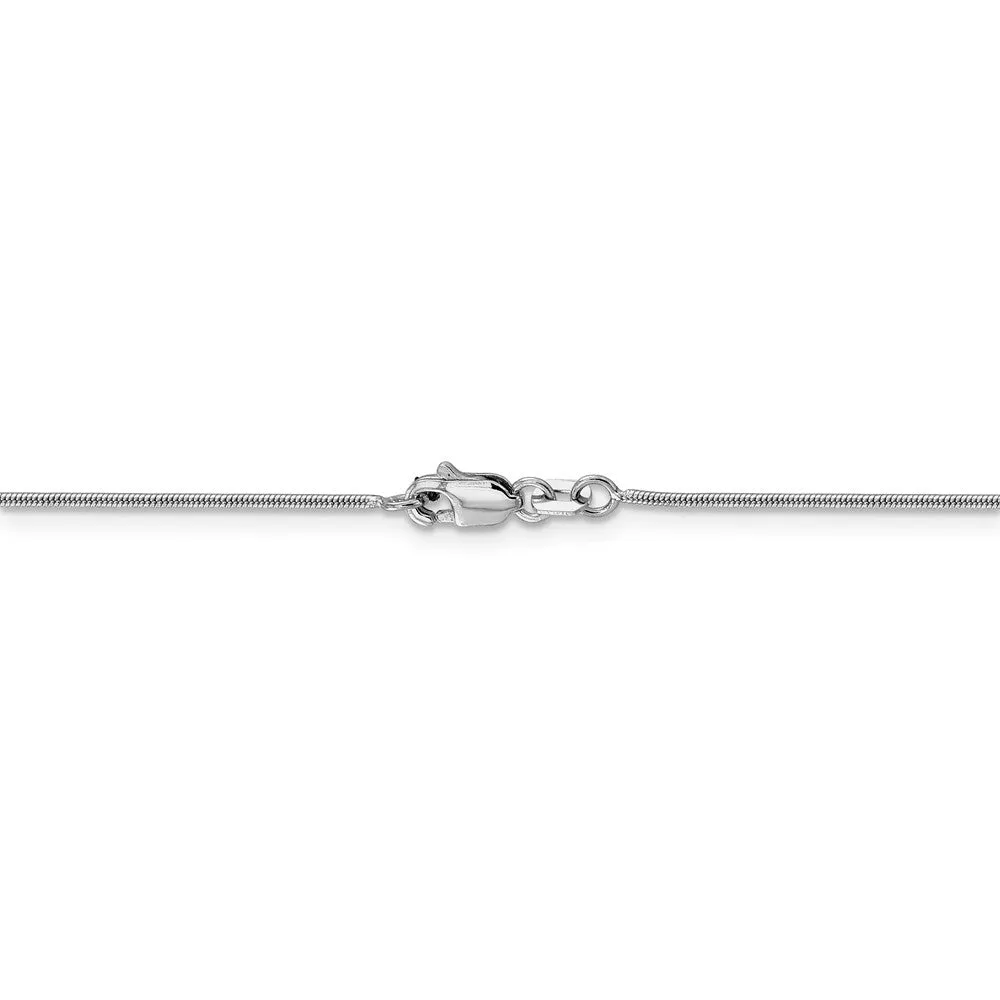 0.9mm 14k White Gold Solid Round Snake Chain Necklace