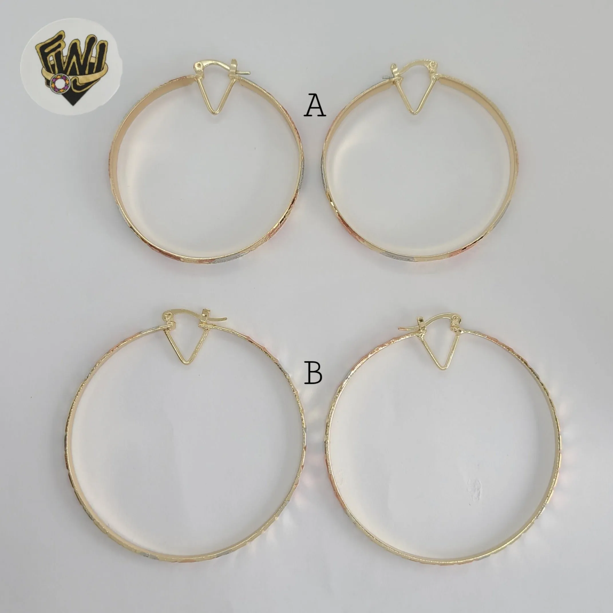 (1-2784-2) Gold Laminate - Three Tone Hoops - BGO