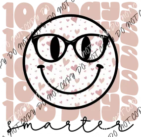 100 Days Smiley with Pink Hearts DTF Transfer