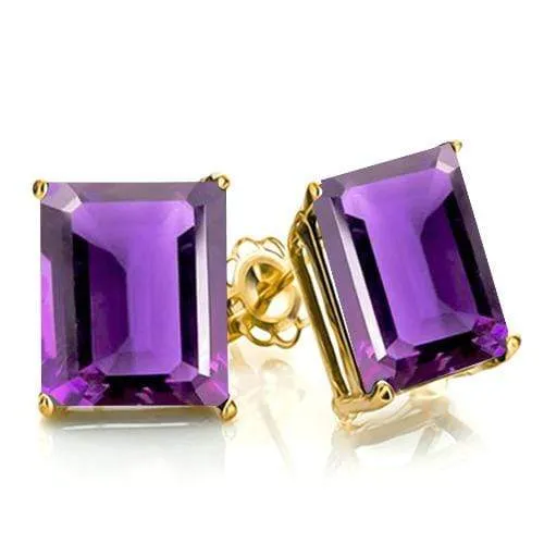 1.16 CT AMETHYST 10KT SOLID GOLD EARRINGS STUD