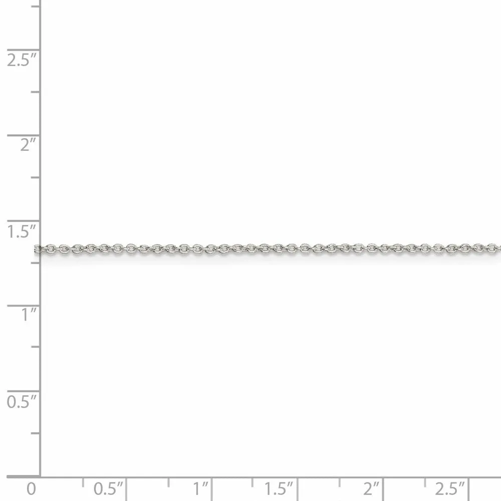 1.25mm Rhodium Plated Sterling Silver Solid Cable Chain Necklace