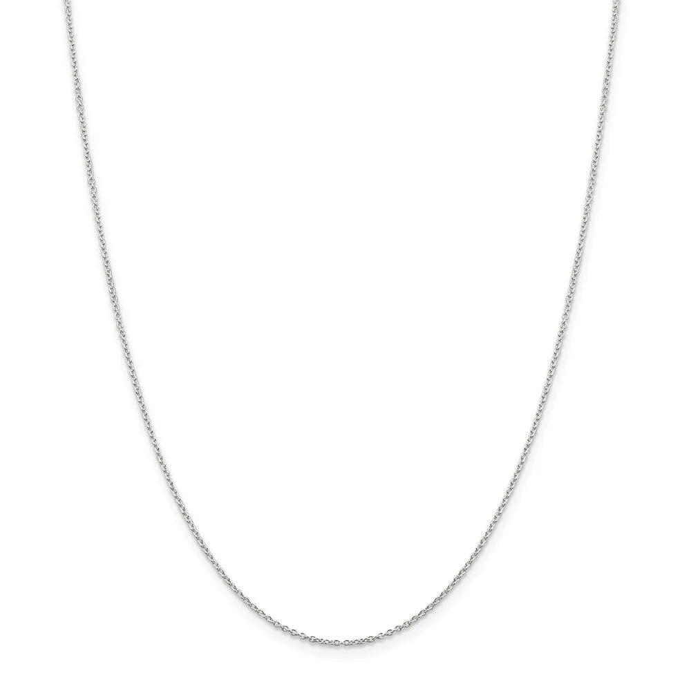 1.25mm Rhodium Plated Sterling Silver Solid Cable Chain Necklace