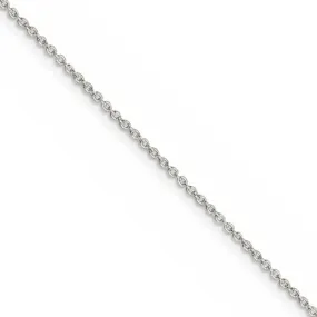 1.25mm Rhodium Plated Sterling Silver Solid Cable Chain Necklace