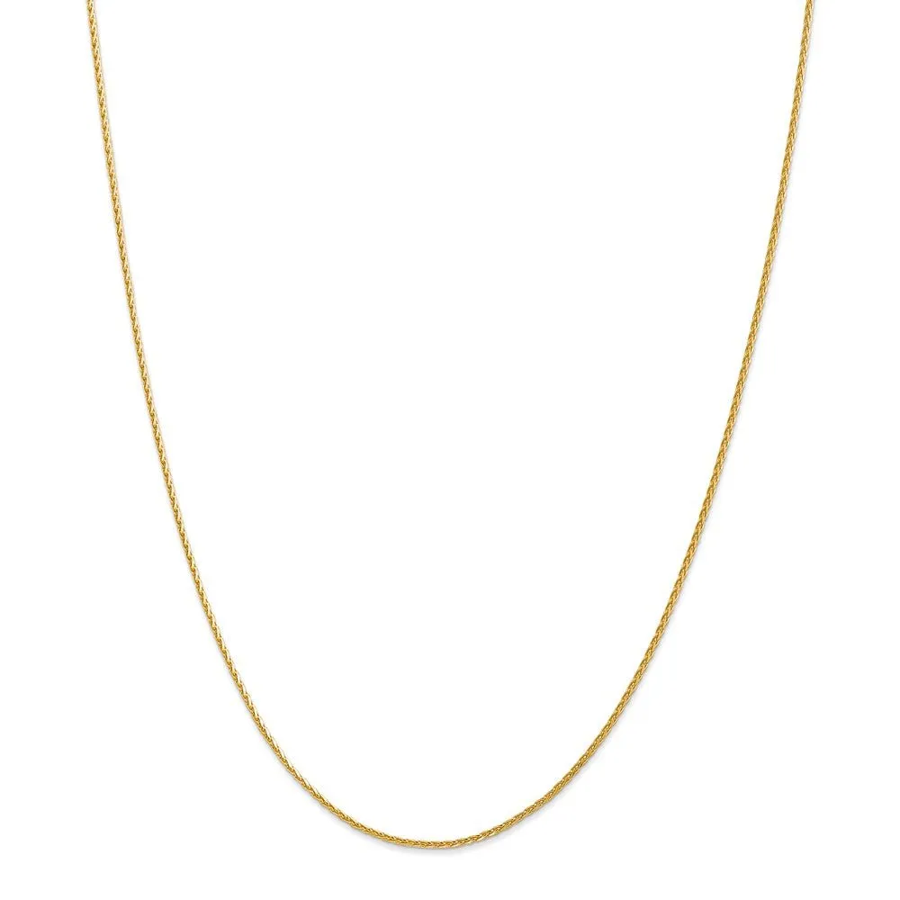 1.3mm 14k Yellow Gold Diamond Cut Solid Wheat Chain Necklace