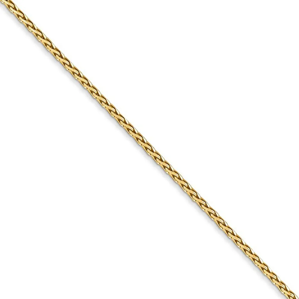 1.3mm 14k Yellow Gold Diamond Cut Solid Wheat Chain Necklace