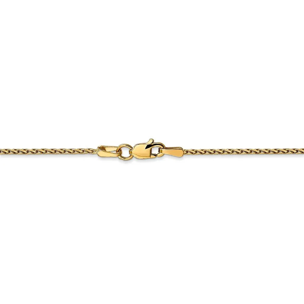 1.3mm 14k Yellow Gold Diamond Cut Solid Wheat Chain Necklace