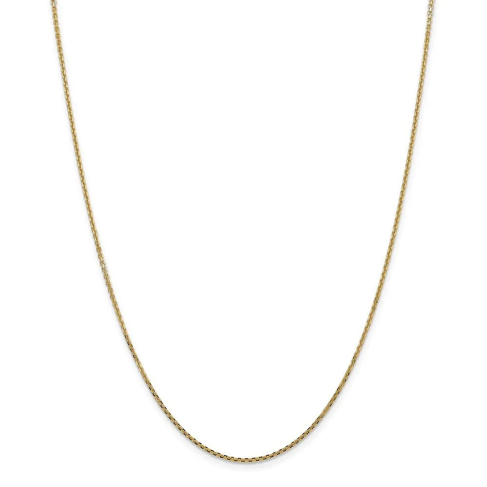 1.45mm, 14k Yellow Gold, Diamond Cut Solid Cable Chain Necklace