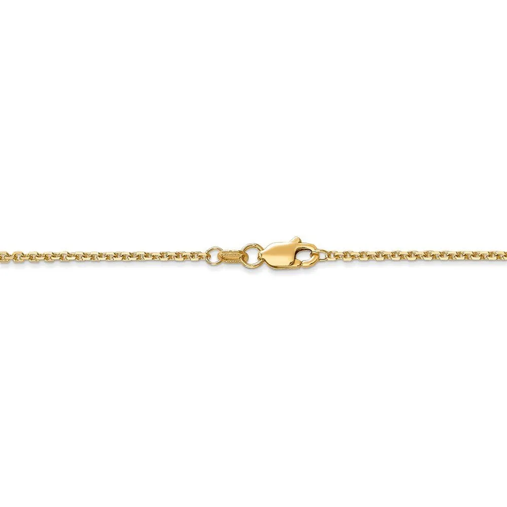 1.45mm, 14k Yellow Gold, Diamond Cut Solid Cable Chain Necklace