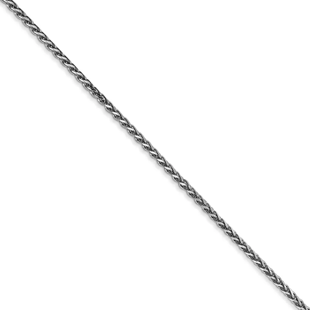 1.4mm 14k White Gold Solid Diamond Cut Spiga Chain Necklace