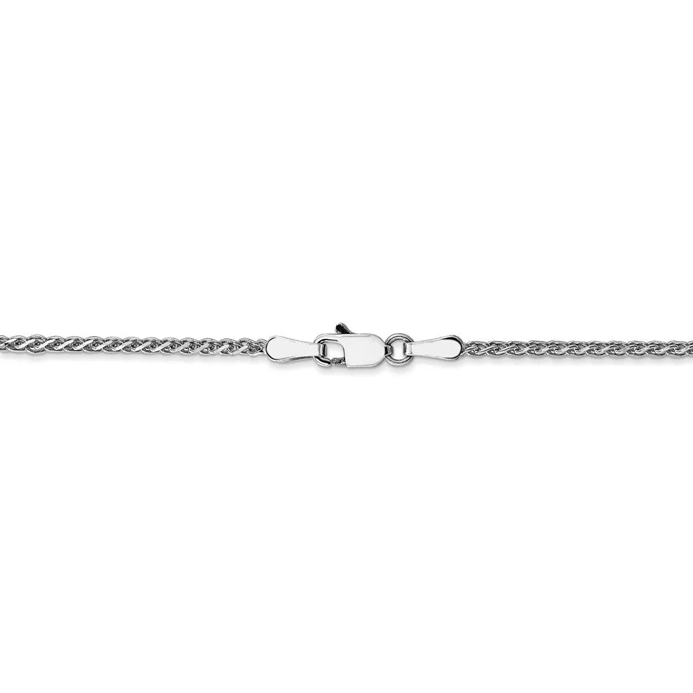 1.4mm 14k White Gold Solid Diamond Cut Spiga Chain Necklace