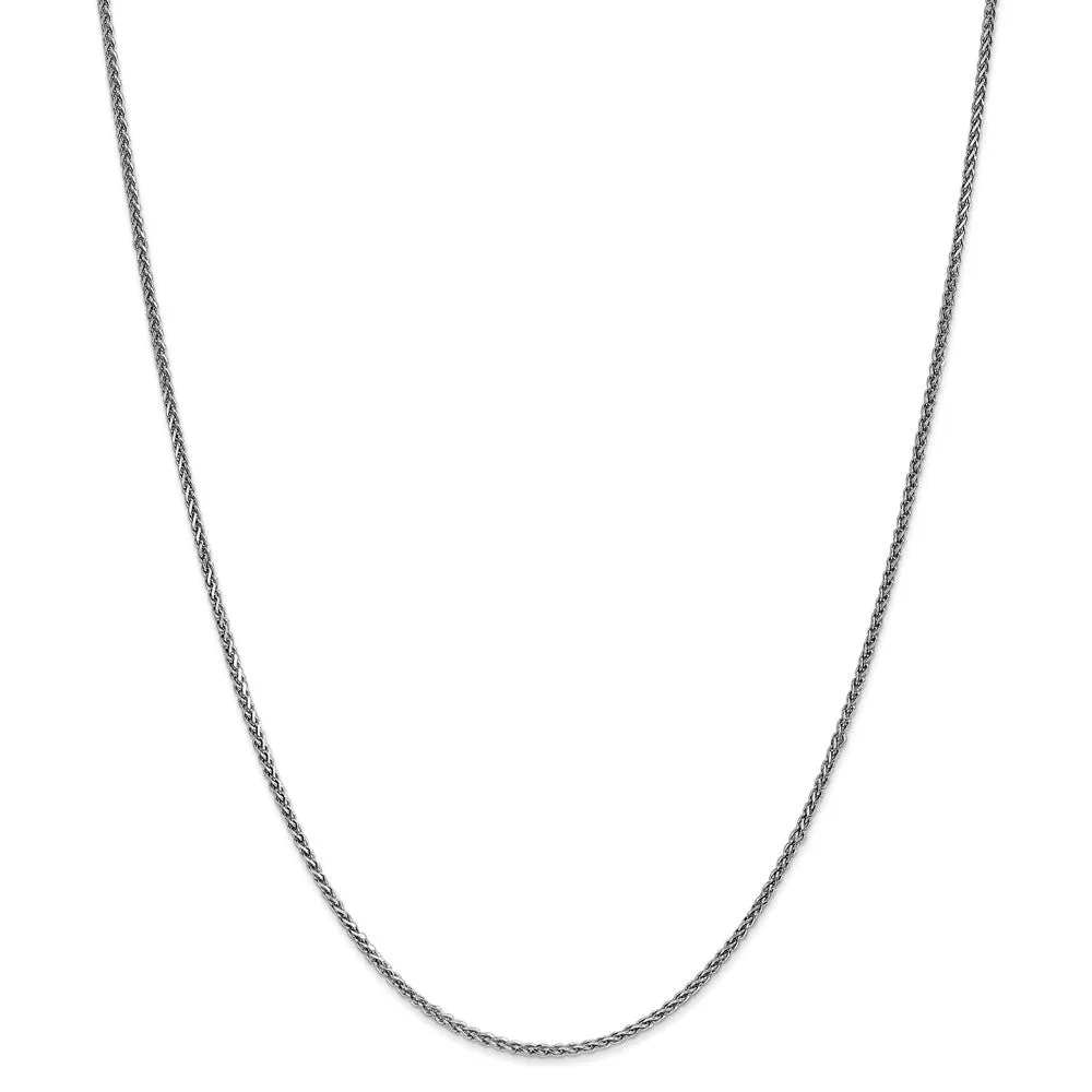 1.4mm 14k White Gold Solid Diamond Cut Spiga Chain Necklace