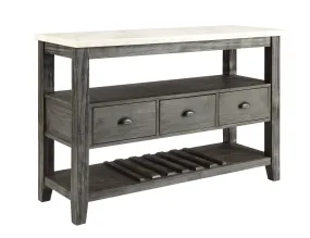 18 X 54 X 36 White Marble Gray Oak Wood Server