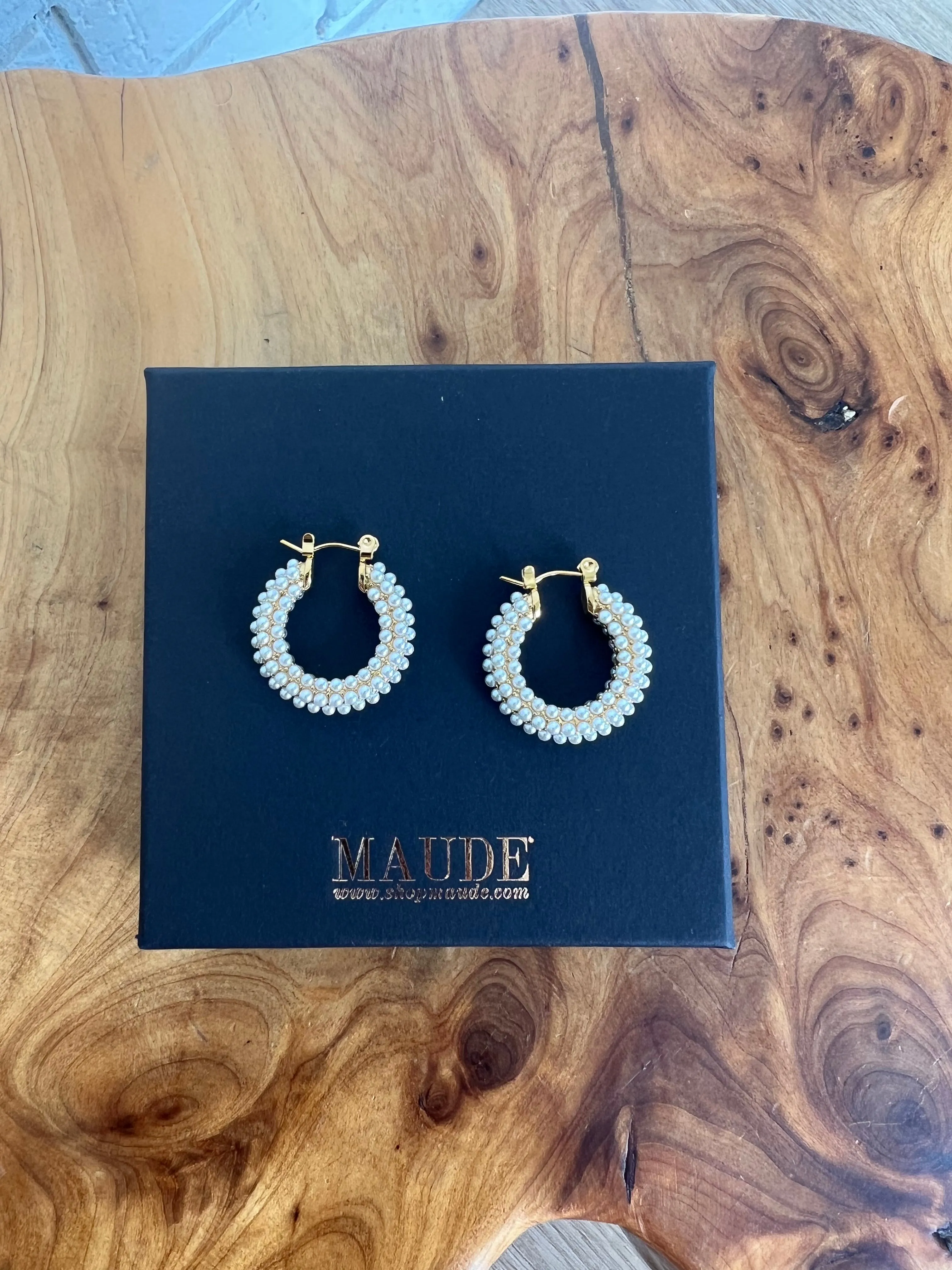 18K Maeve Pearl Hoop Earrings