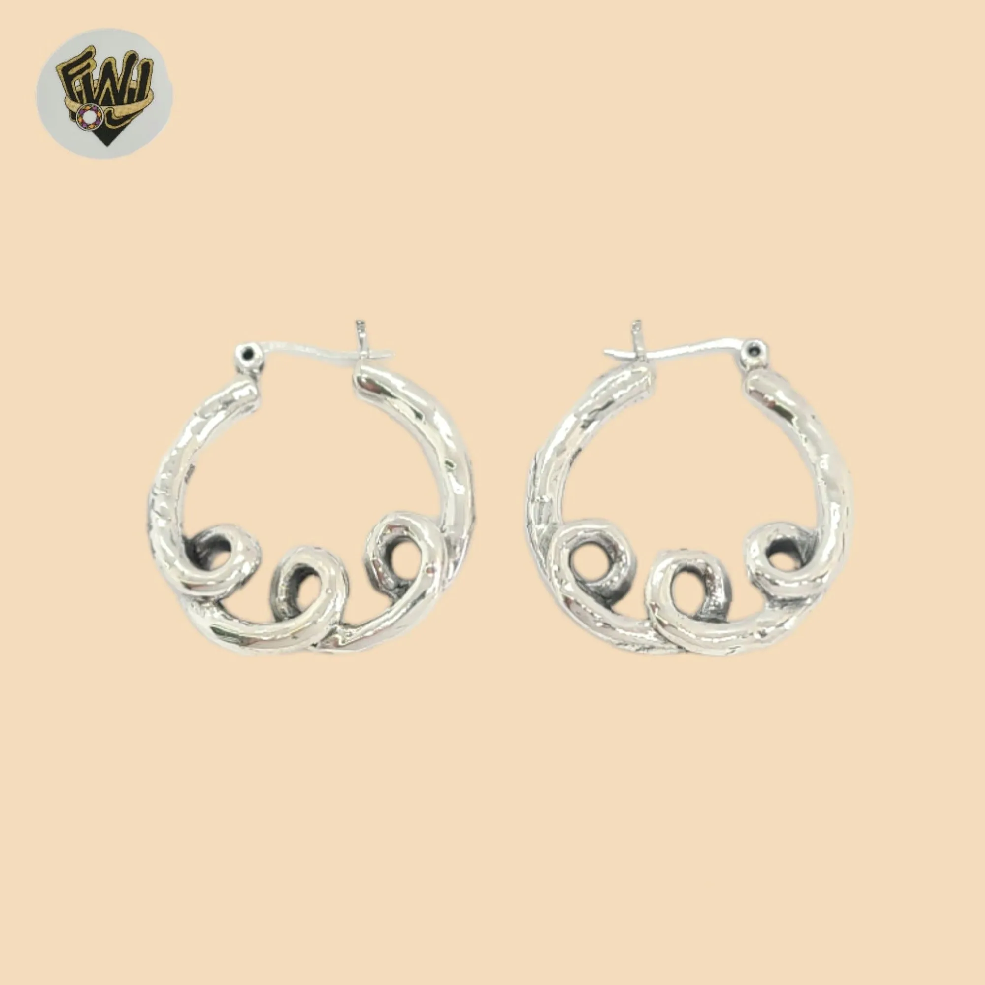 (2-4083) 925 Sterling Silver - Wavy Hoops.