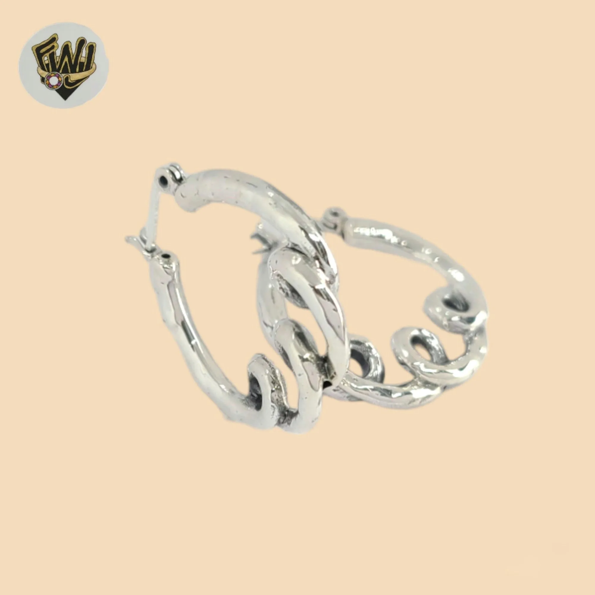 (2-4083) 925 Sterling Silver - Wavy Hoops.