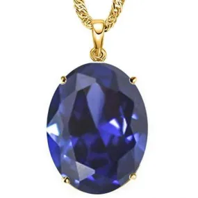 20.82 CT LAB TANZANITE 10KT SOLID GOLD PENDANT