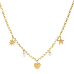 24Kae Shell Heart Charm Necklace, Gold