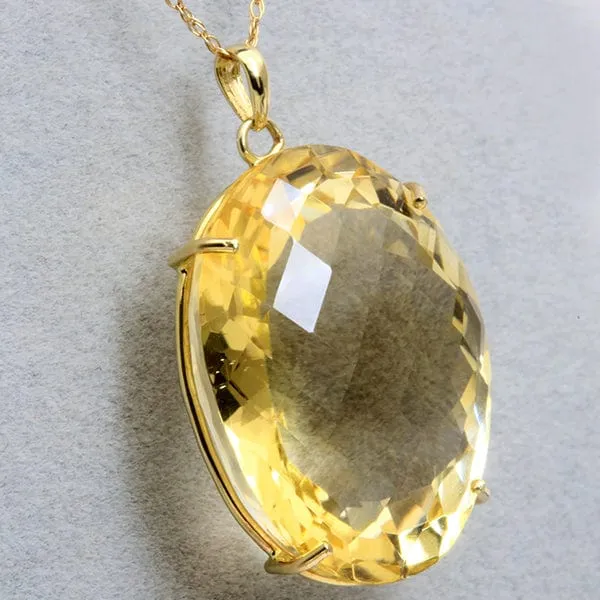 25.70 CT CITRINE 10KT SOLID GOLD PENDANT