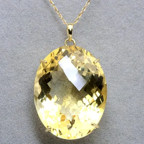 25.70 CT CITRINE 10KT SOLID GOLD PENDANT