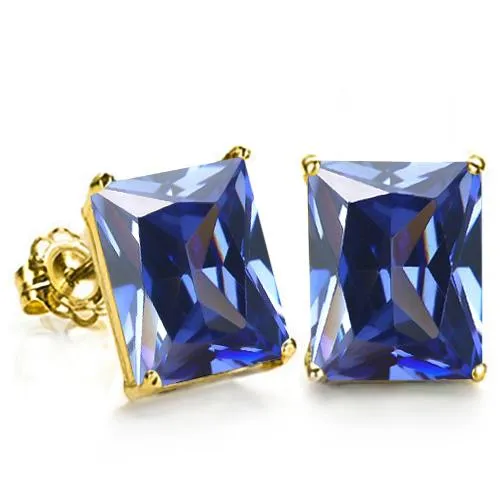 3.00 CT LAB TANZANITE 10KT SOLID GOLD EARRINGS STUD