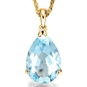 4/5 CT BABY SWISS BLUE TOPAZ 10KT SOLID GOLD PENDANT