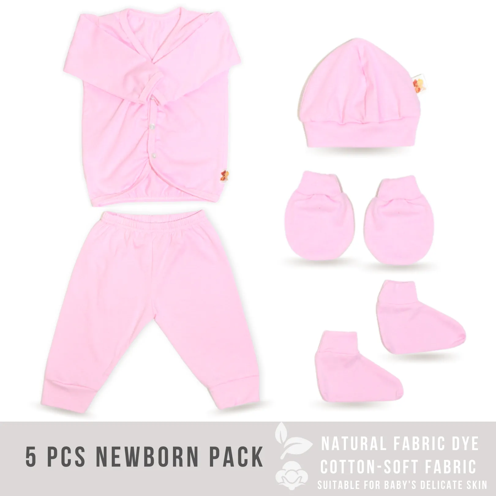 5 Pieces Newborn Clothes (1 Set PINK Color)