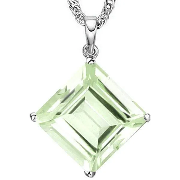 5.33 CT GREEN AMETHYST 10KT SOLID GOLD PENDANT