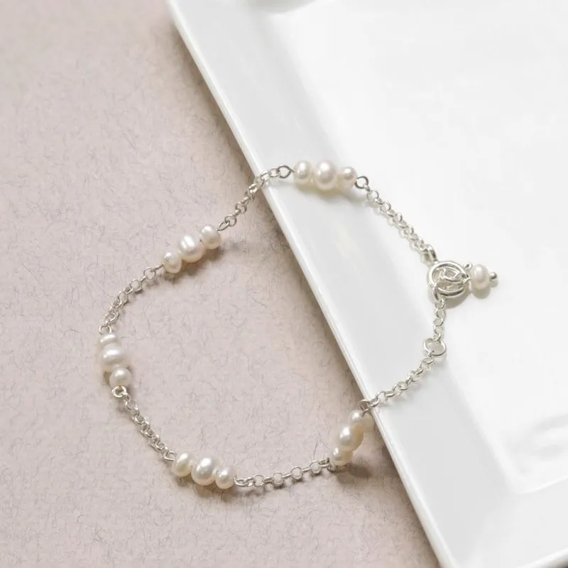 925 Silver Pearl Bracelet - June Birthstone Gift for Her