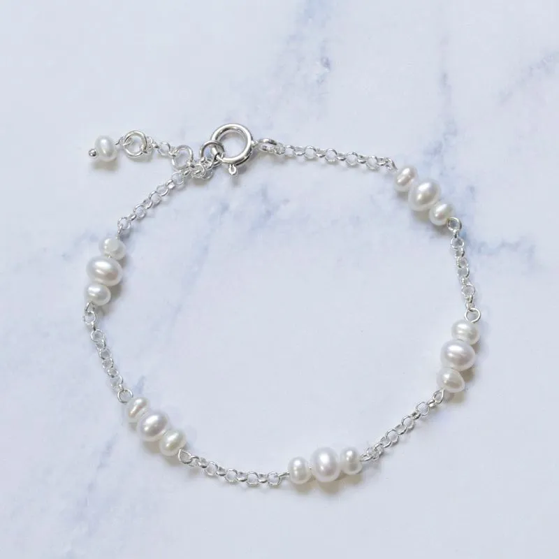 925 Silver Pearl Bracelet - June Birthstone Gift for Her