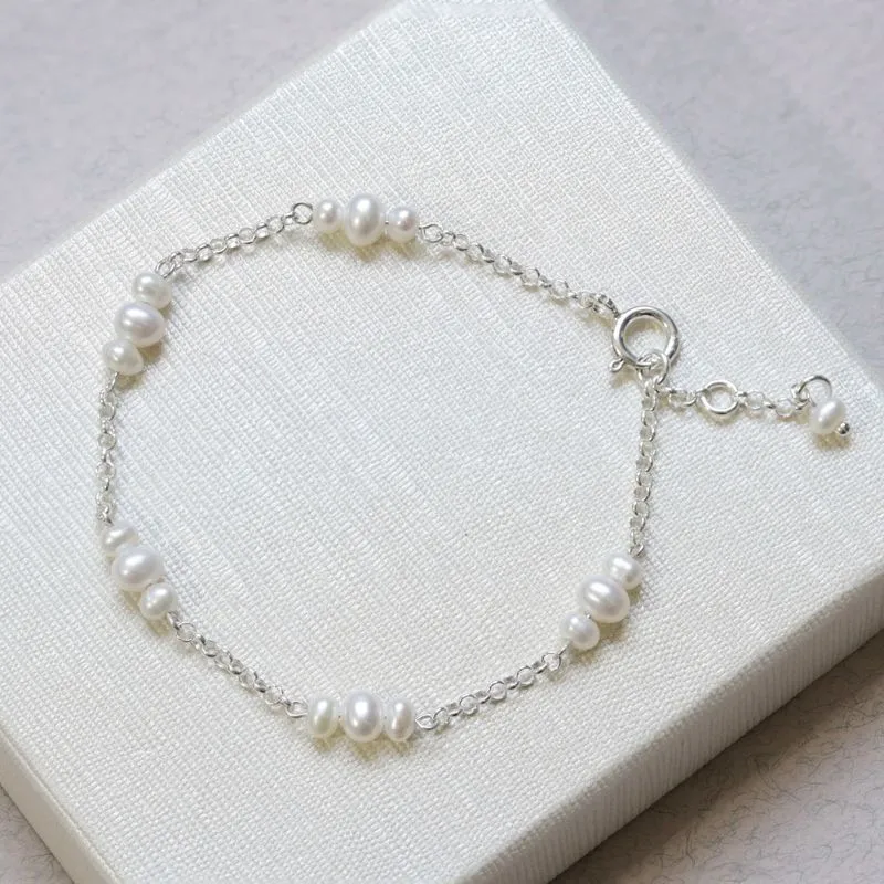 925 Silver Pearl Bracelet - June Birthstone Gift for Her