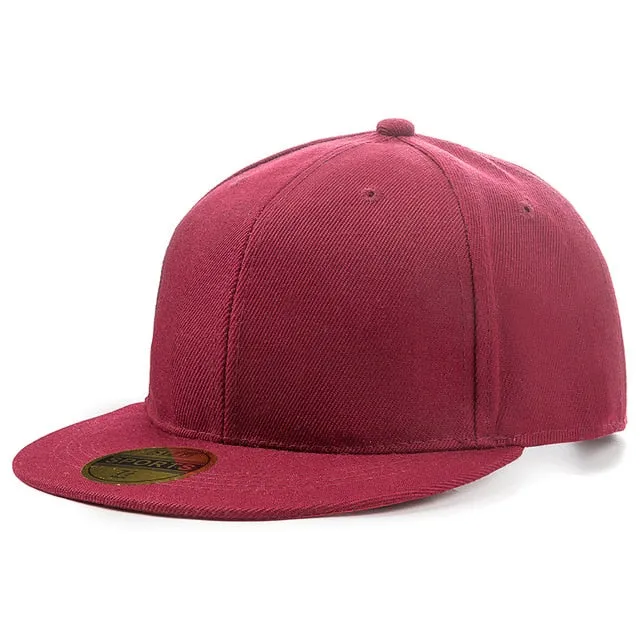 Acrylic Plain Snapback Hip Hop Baseball Flat Cap