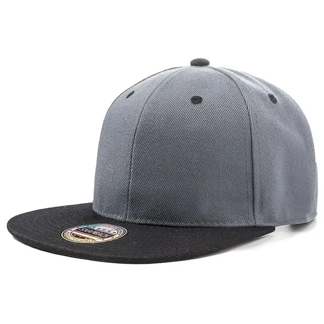 Acrylic Plain Snapback Hip Hop Baseball Flat Cap