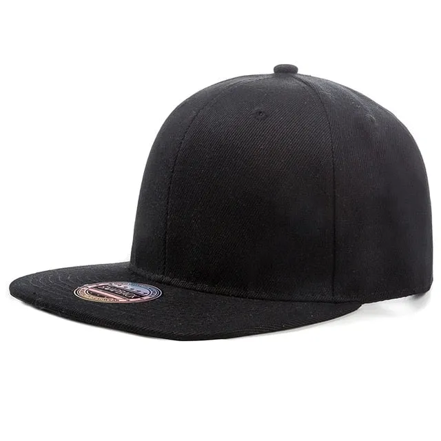 Acrylic Plain Snapback Hip Hop Baseball Flat Cap