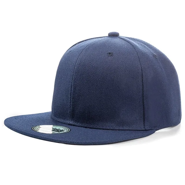 Acrylic Plain Snapback Hip Hop Baseball Flat Cap