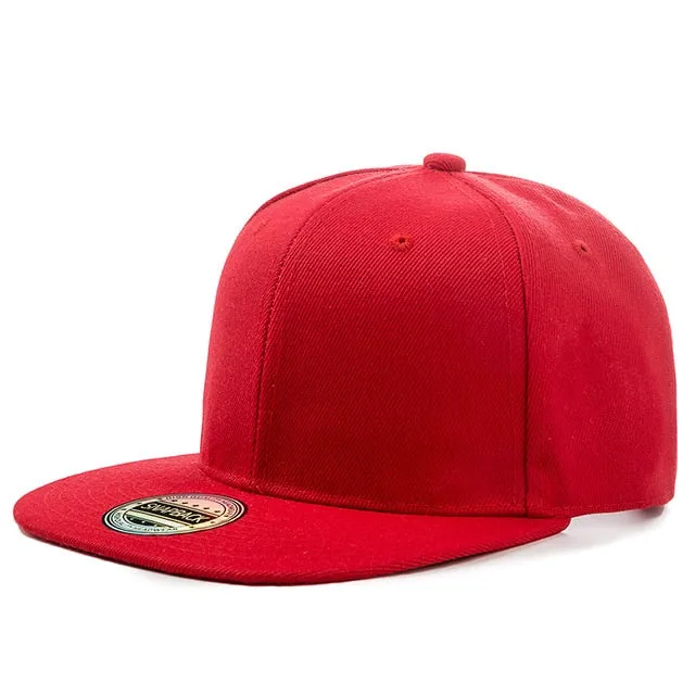 Acrylic Plain Snapback Hip Hop Baseball Flat Cap