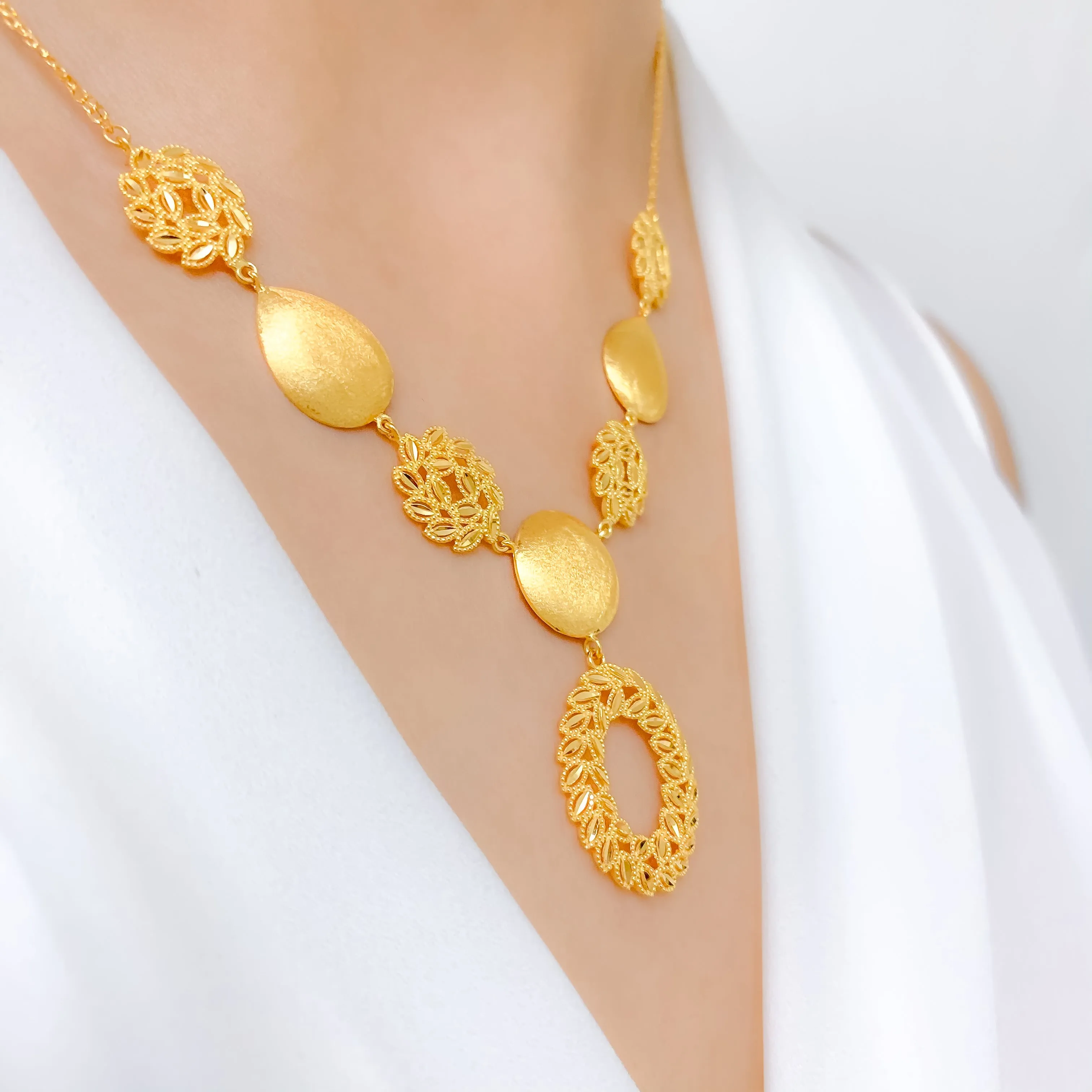 Adorned Circle Drop Necklace Set