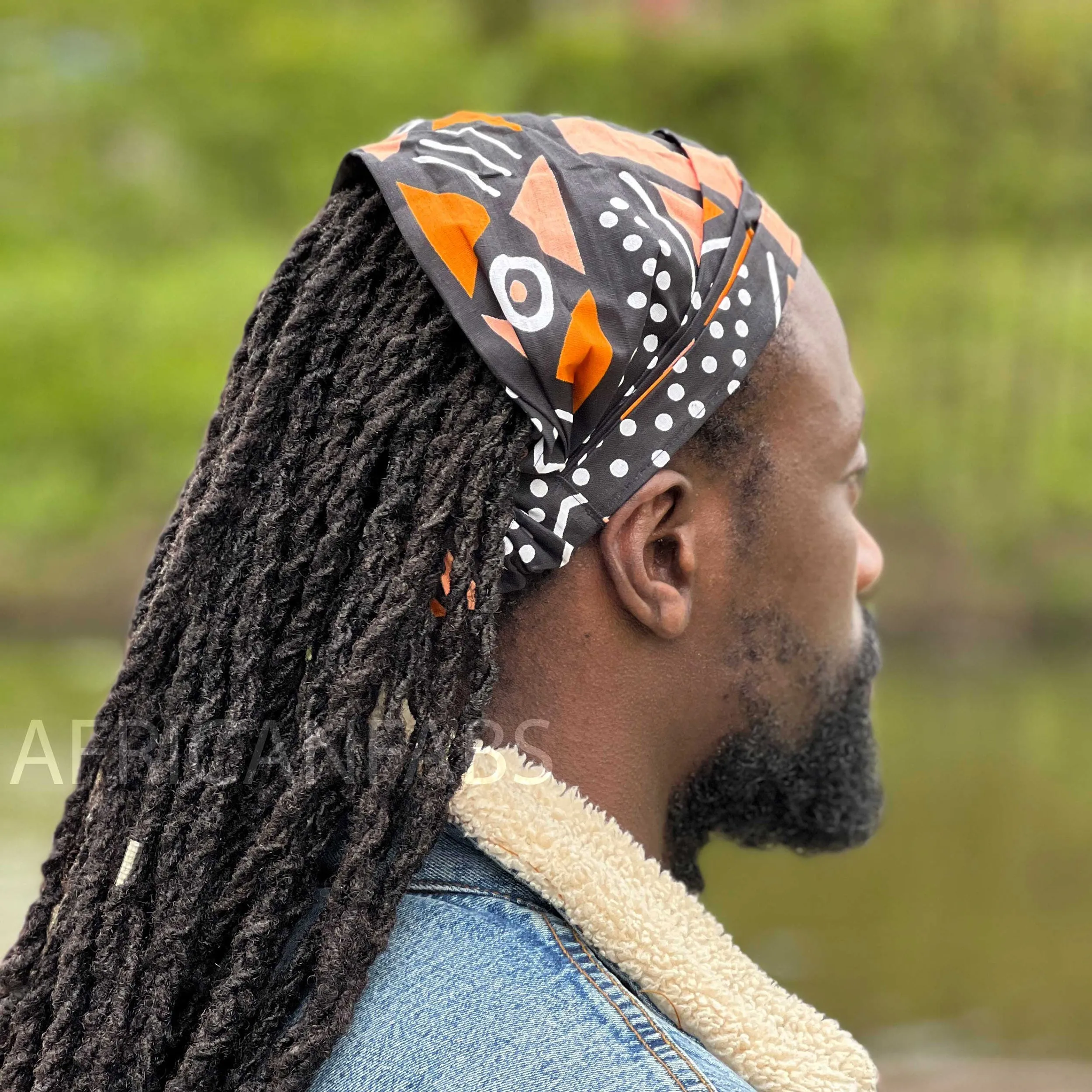 African print Headband - Unisex Adults - Hair Accessories - Peach bogolan