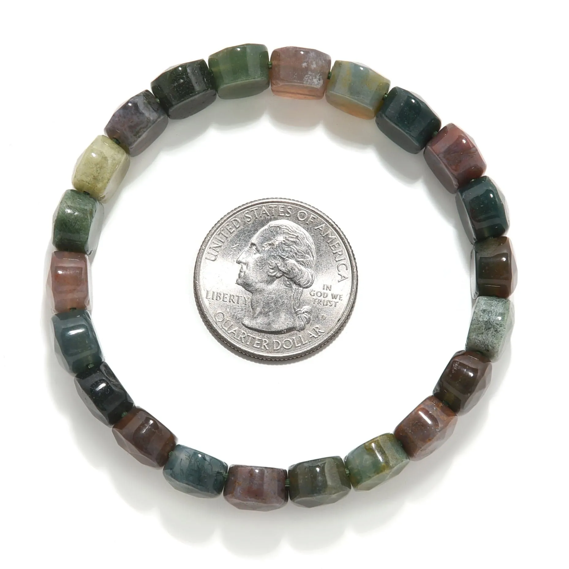 Agate 14mm Bead Gemstone Elastic Bracelet