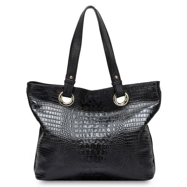 Alligator Pattern 100% Genuine Leather Large Capacity Handbag for Women