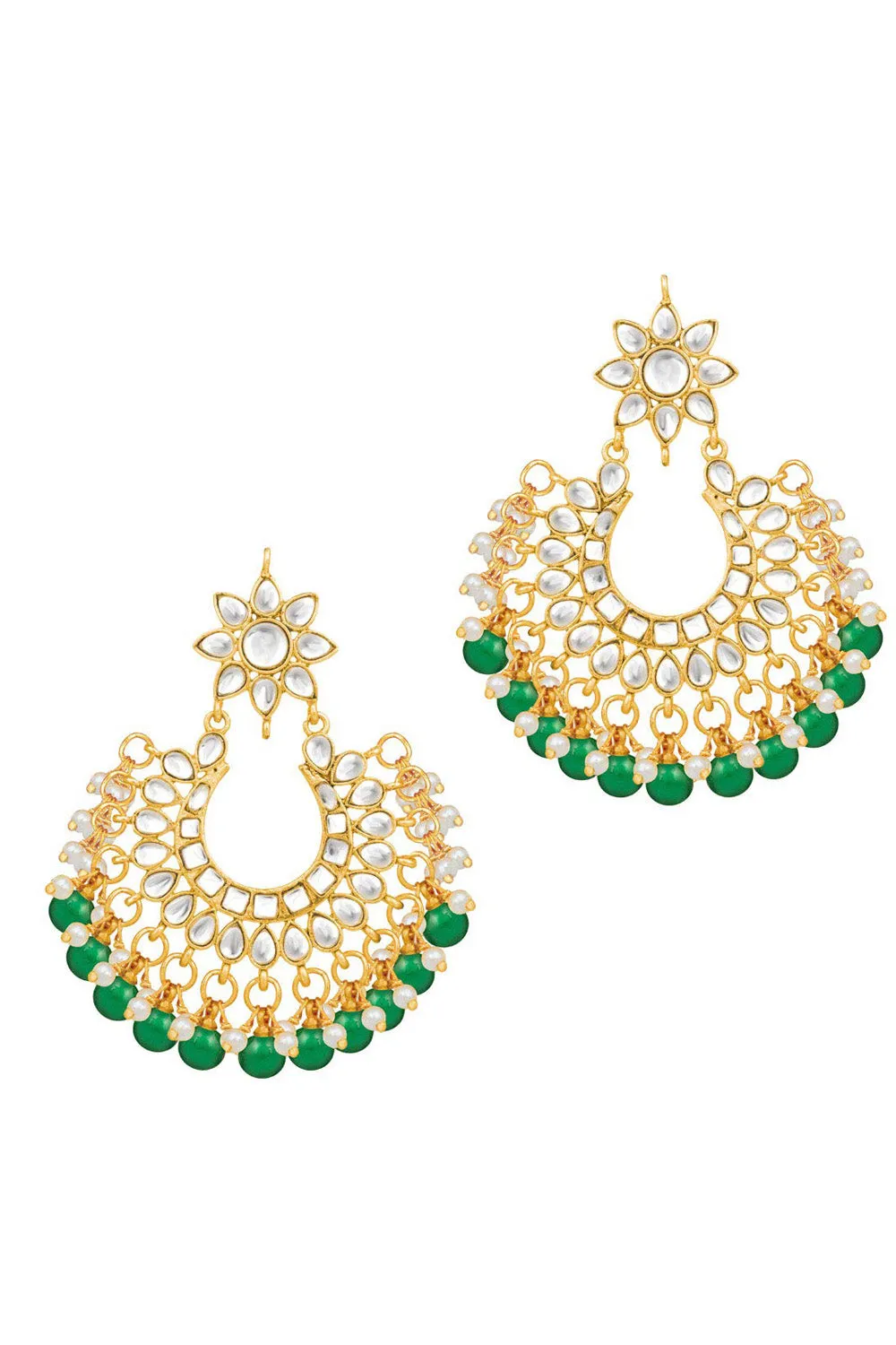 Alloy Necklace with Earrings and Maang Tikka in green