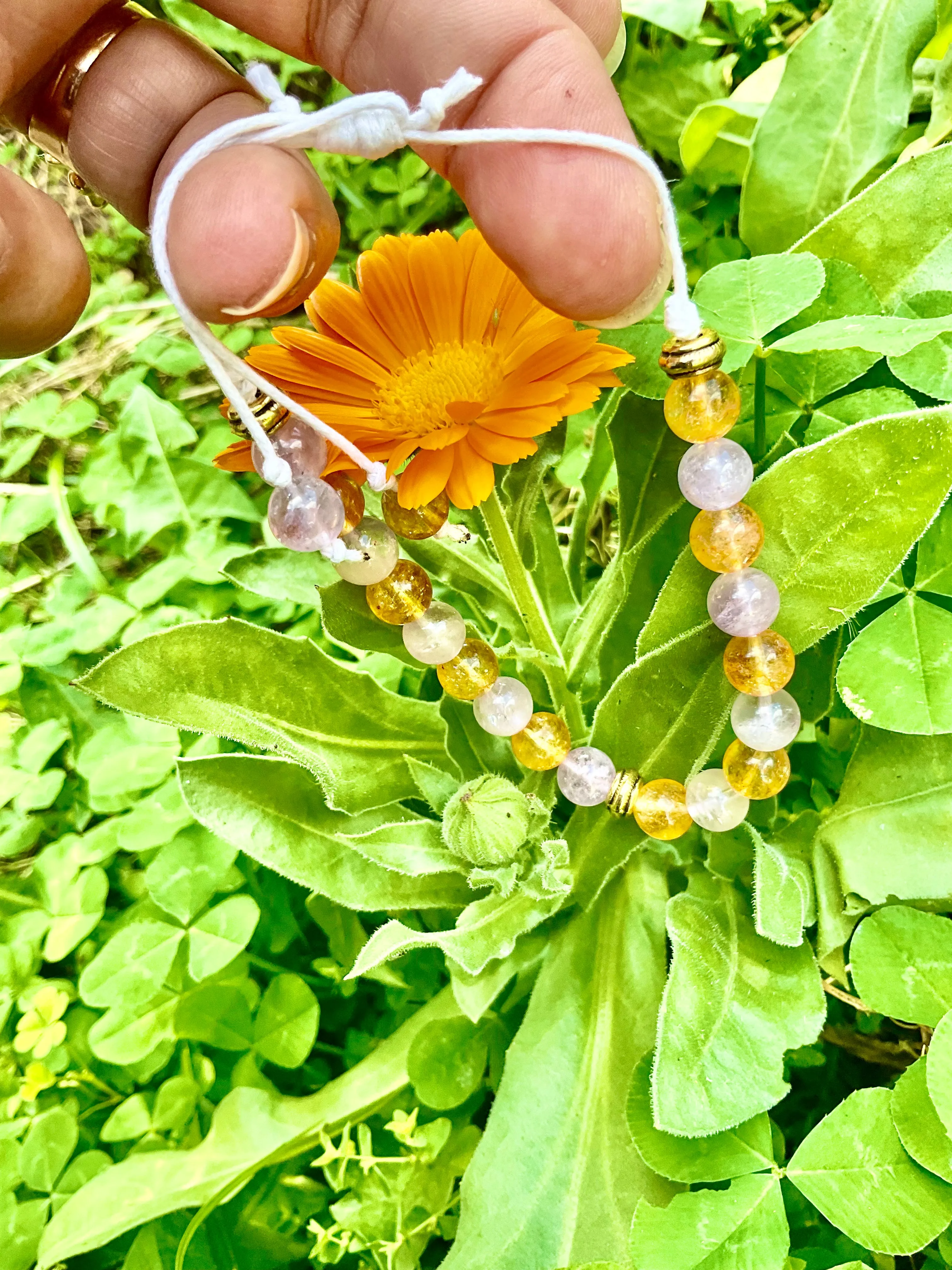 Amethyst & Citrine Beaded Bracelet