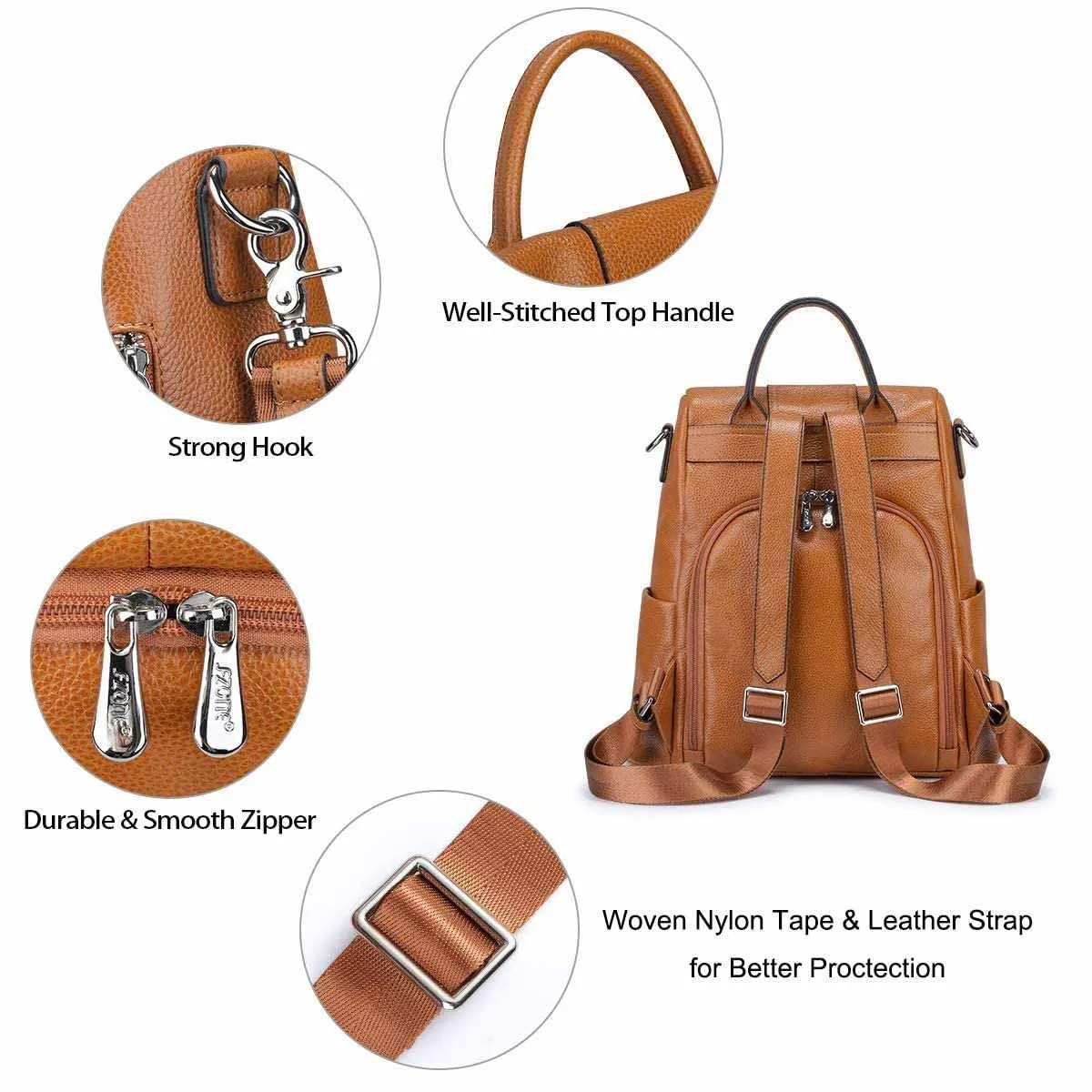 Anti-theft Soft Leather Women Backpack