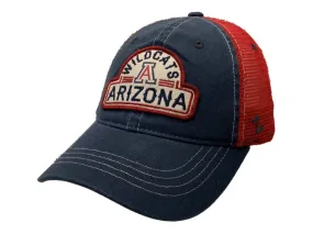 Arizona Wildcats Zephyr Navy Red Mesh Back Patch Logo Snapback Slouch Hat Cap