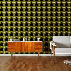 Atomic Flower Khaki Wallpaper - 70cm x 10m