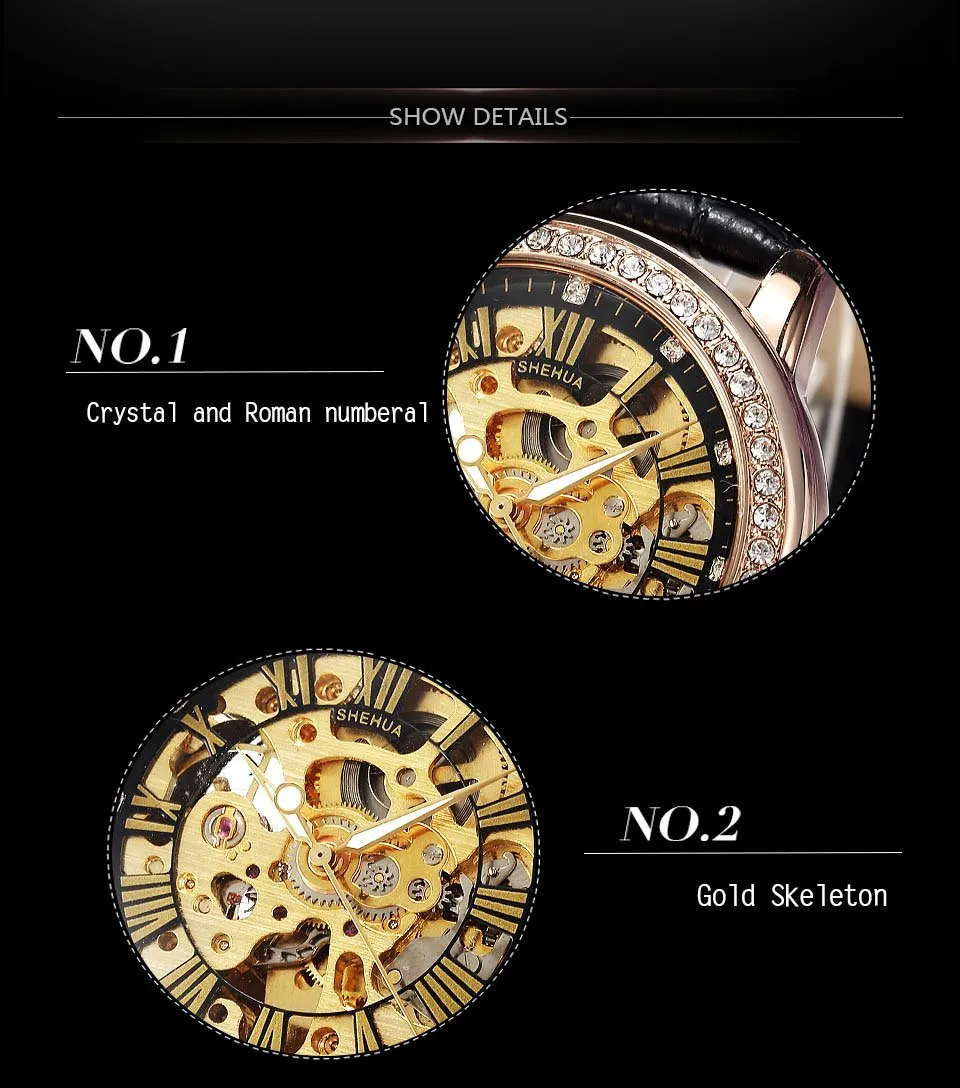 Automatic Mechanical Skeleton Watches with Luxury Diamonds for Women