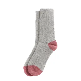 Barbour Ladies Houghton Socks Light Grey / Pink