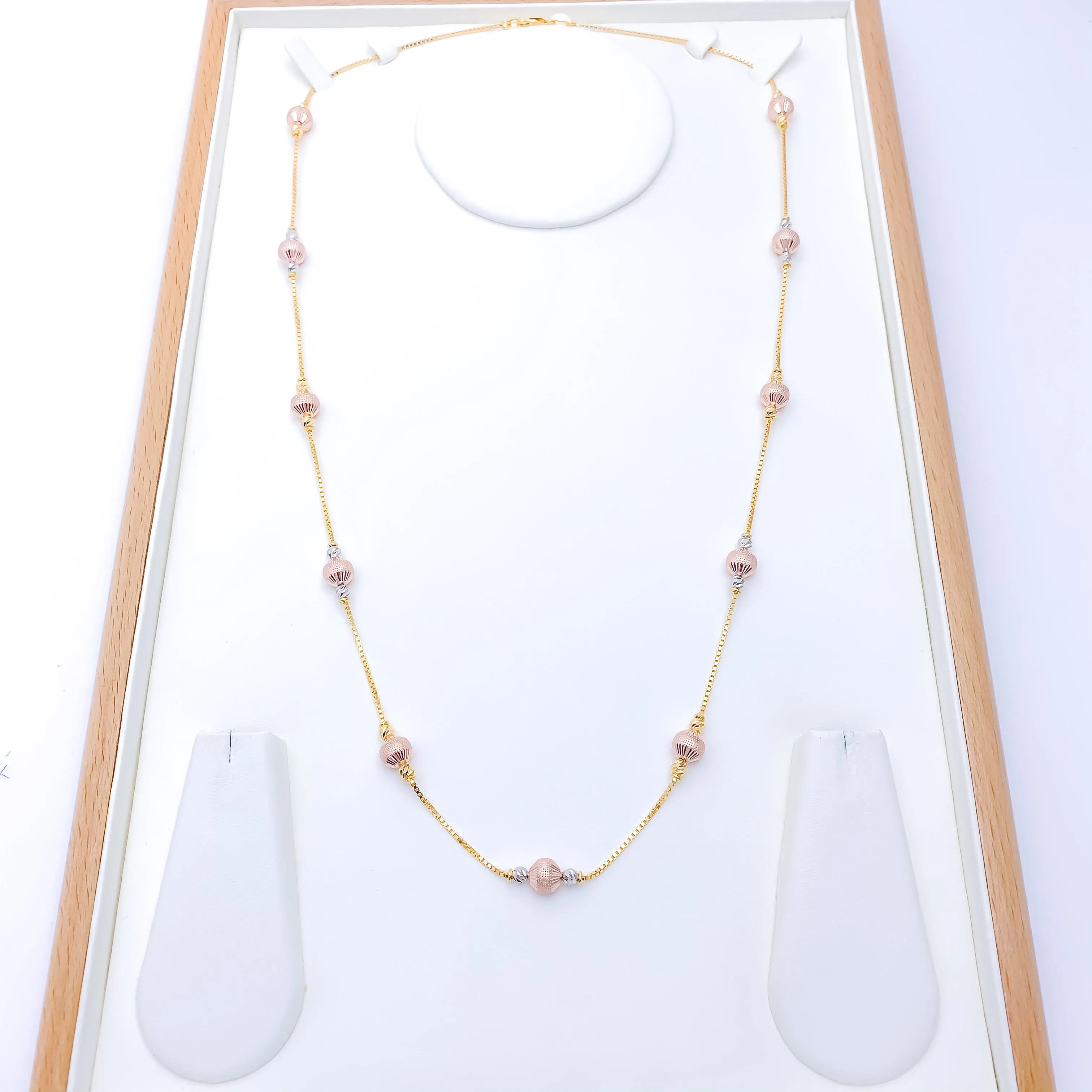 Beaded Three-Tone Necklace - 27"