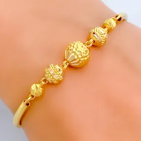 Beautiful Multi-Bead 22k Gold Flexi Bangle Bracelet